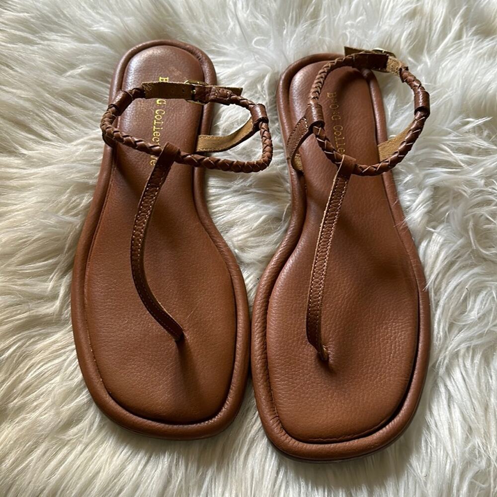 B.O.G. Collective | Lively Cognac Braided Leather Sandal Size 10 - Picture 1 of 6